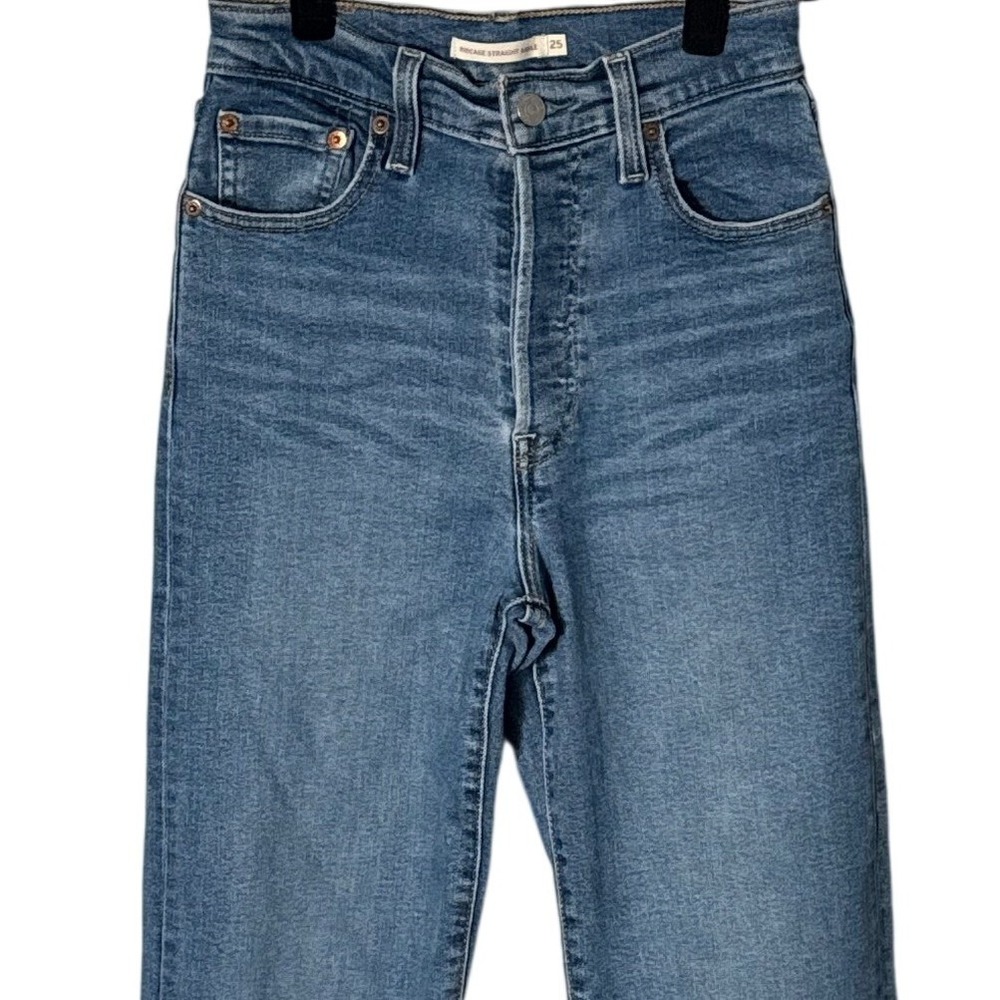 Levi's Womens Ribcage Straight Ankle Jeans High Rise Medium Wash Size 25 - Picture 8 of 11